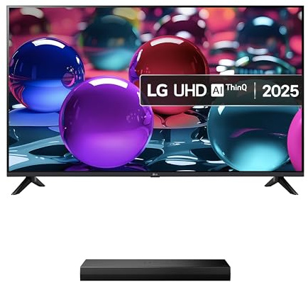 LG 65UA73006LA (2025) 65-Inch Ultra HD 4K HDR Smart TV bundle with US20A Bluetooth Soundbar 2.0 Channel