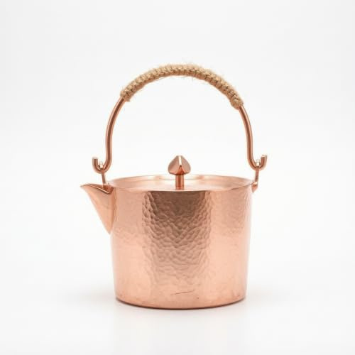 FytStycale Teiera in Rame Martellato Bollitore di Rame Stile Giapponese per Cucina, 0.5 Litri, Colore Originale