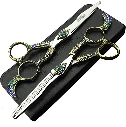 Japan High-End Salon Barber Schere Set - 6 Zoll Edelstahl Friseur Schere | 440C Stahl Barber Schere ，scharfe Friseurschere,Friseur/Familienschere für Haarschnitt
