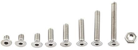 Akozon M2.5 Schrauben Sortiment Set 300pcs M2.5 * 4/5/6/8/10/12/16/20 304 Edelstahl Bolzen Kopf der Kappe Flacher Kopf Fräsen Cruciform Voll Gewinde mit Sechskantmuttern Sortiment (Flachkopf)