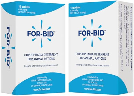 For-Bid Stool Eating Deterrent for Dogs & Cats – Vet-Recommended Coprophagia Deterrent for Dogs for 50+ Years – Effective, Pet Safe, Helps Reduce Odors & Won't Alter Food Taste – Made in The USA