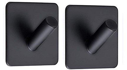 Celbon Selbstklebend Handtuchhaken Ohne Bohren Bad und Küche Edelstahl Schwarz Kleiderhaken 2 STÜCK