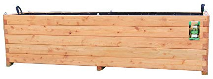 HOQ Pflanzkasten 140x50x50cm aus Lärche geschraubt mit Vlies, gerundeten Ecken und Griffen