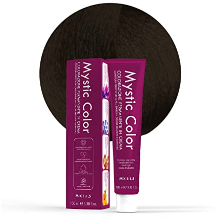 Mystic Color - Coloración Permanente en Crema con Aceite de Argán y Caléndula - Tinte de Larga Duración, Tinte Pelo Mujer - Color Marrón Muy Oscuro Intenso 2.0-100ml | Coloración profesional en crema de larga duración, con queratina hidrolizada, aceite de argán y caléndula, 100 ml