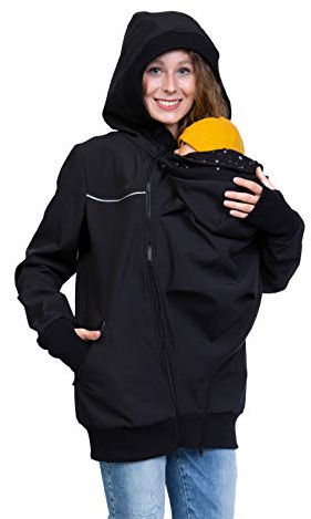 Viva la Mama - 3in1 Allwetter Tragejacke Umstandsjacke Softshell - JACKY - schwarz/Punkte - XXL