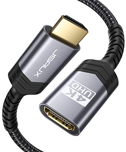 JSAUX HDMI Verlängerungskabel 1M 4K@60 Hz 2K@144Hz HDR High Speed HDMI 2.0 Stecker auf Buchse unterstützt 3D 18 Gbps ARC Ethernet Kompatibel mit TV Stick Roku Fire Stick Blu Ray PS3 PS4 Grau