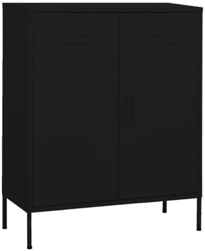 vidaXL Lagerschrank Sideboard Kommode Anrichte Stahlschrank Schrank Beistellschrank Mehrzweckschrank Bücherschrank Standschrank Schwarz 80x35x101,5cm Stahl