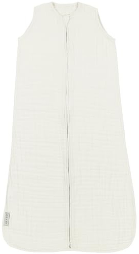 Meyco Schlafsack Musselin - Babyschlafsack Sommer/Frühling - Baumwolle Unisex - 110cm - Uni Warm Weiß