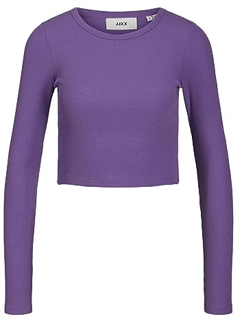 JJXX Camiseta de Manga Larga para Mujer Jxfeline LS Rib tee Noos, Royal Lilac., L