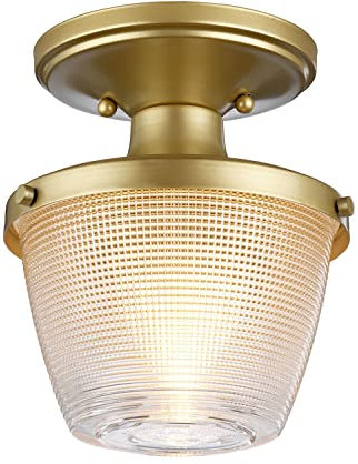 Licht-Erlebnisse Badlampe Decke IP44 in Messing Klar Ø18cm klein Metall Glas E27 Deckenleuchte Badezimmer