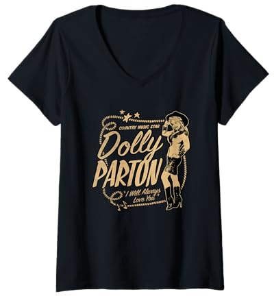 Womens Dolly Parton Country Music Star V-Neck T-Shirt