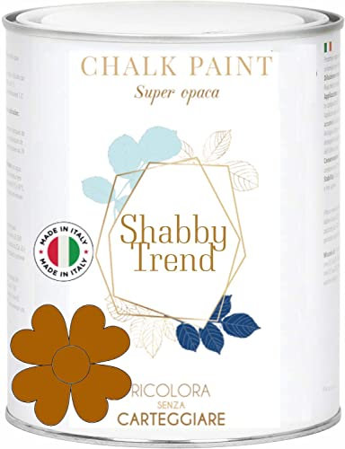 GENERICO SHABBY TREND® CHALK PAINT Pittura Shabby Chic Vintage Mobili Pareti Extra Opaca 120 VARIANTI (375ml, CHOCOLATE MILK)