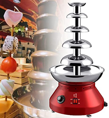 JINTAOMA Fuente De Chocolate EléCtrica, Fuente De Chocolate Comercial De Acero Inoxidable 3l 30 ℃ ~ 110 ℃ Ajustable, para Restaurante De Bodas De Fiesta,Red