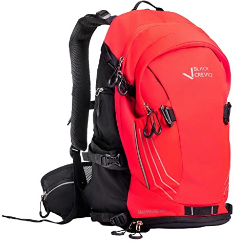Black Crevice Fahrrad & Skitouren Rucksack MANAKAU 26 L I Outdoor Rucksack mit Trinksystem & Regenhülle I Verstellbarer Skirucksack I Ergonomischer Backpacker Rucksack Damen & Herren