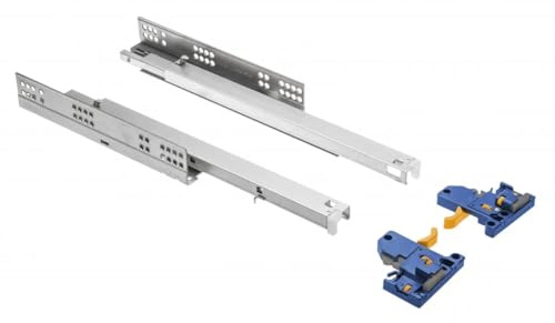GTV Guías de Cajón Ocultas Modern Slide, Extracción Total con Cierre Suave, 250 mm, Capacidad de Carga 30 kg, Ajuste 3D, Acero Galvanizado, 1 Juego Completo