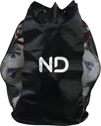 ND Premier Ball Carry Bag | Drawstring Football, Basketball, Netball & Volleyball Mesh Bags | Heavy Duty Equipment Holdall | 12, 15 Balls Capacity