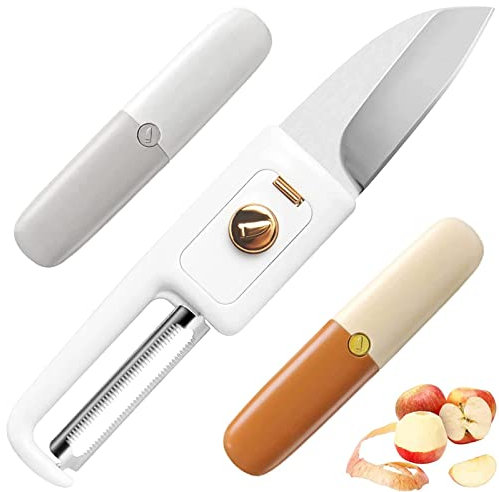EdirFtra Pelador de Verduras 2PCS, 2 en 1 pelador y Cuchillo de Fruta, pelador de Doble Cabeza portátil, Juego de Cuchillo pelador de Doble función, pelador de Patatas, Gran Gadget de Cocina,C