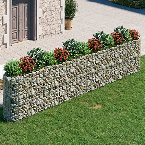 FIRBNUS Gabion en maille 470 x 50 x 100 cm gabions en maille panier métallique gabion lit relevé planteurs surélevés gabions porte-fleurs jardin haute capacité de charge en acier galvanisé