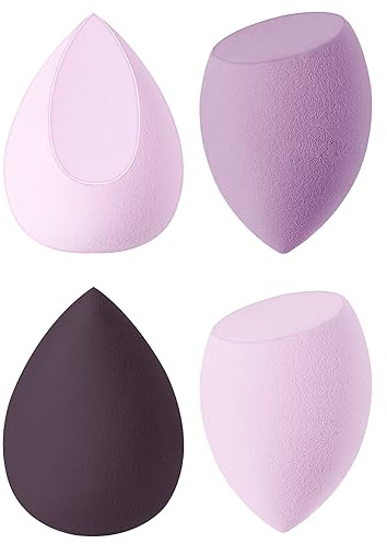 UAMLVCN Make up Schwamm Set, 4 Stück Beauty Blender Sponge, Make up Sponge, Schminkschwamm, Feucht und Trocken, für Creme, Flüssigkeit Foundation, Flüssigkeiten und Puder-Violett