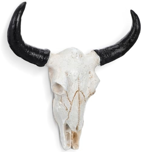 Beavorty StierschäDel Wanddeko Aus Resin Realistischer Horn SchäDel Wandbehang 8.5 Zoll FüR Wohnzimmer BüRo Halloween Dekoration Und Geschenk