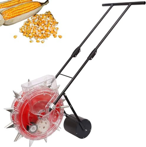 GBHJJ Handheld Seeding Machine, Hand-Push Roller Seeder Seeds Dispenser Spreaders, Corn Seed Planter Machine, Manual Planter Efficient Peanut Spreaders Tool for Terraced Farm Ranch Garden,7holes