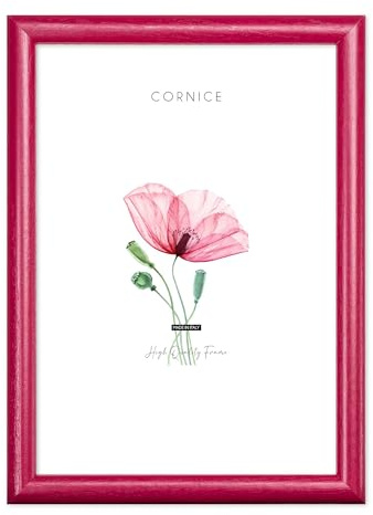 Lupia - Cornice portafoto in Legno da Parete PIATTINA Fucsia, per Foto, Stampe artistiche, Poster, Quadri Moderni 50x70 cm