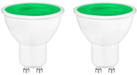 Caldarax Verde Bombilla LED GU10 de 5W Foco, MR16 Luz de Color, Reemplazo Halógeno 50W, AC 230V, 500LM, 120 °, No Regulables, Iluminación Decorativa para Paisaje, Escenario, Bar, Fiesta, Paquete de 2