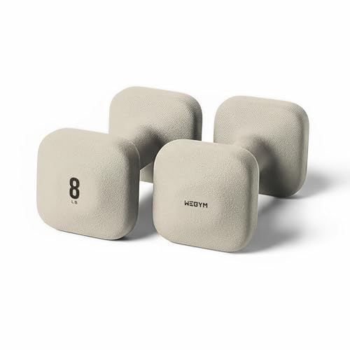 WeGym Square Dumbbells, Hand Weights for Home Gym, 8 lb Pair, Sandstone