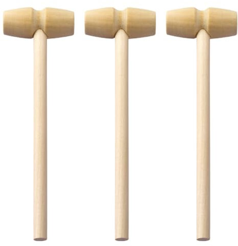 RDNKVB Outils en Bois Marteau,Marteau de Crabe en Bois,Mini Marteau en Bois,Marteau de Crabe Homard,Jouet de Frappe de Marteau,DIY Petit Jouet de Peinture Marteau pour Enfants 3 pièces