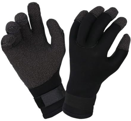Tauchhandschuhe 3-mm-Handschuhe, beständig, warm halten for Schnorcheln, Paddeln, Surfen, Kajakfahren, Kanufahren, Speerfischen, Wassersport Neoprenhandschuhe ( Color : Kevlar-Black , Größe : XXL )