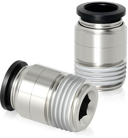TAILONZ PNEUMATIC Racores de conexión a presión macho redondo recto de 10 mm de diámetro exterior x rosca BSP de 3/8 pulgadas POC10-03 (paquete de 2)