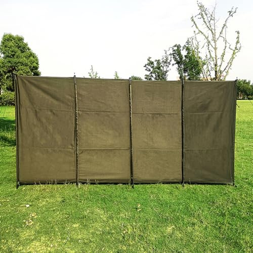 LANGWEI Camping Windbreaks, TC Cotton Outdoor Camping Wind Shield, Windbreaker Blocker with Gound Pegs, Rope and Poles, for Hiking Picnic BBQ
