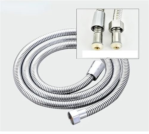 Edelstahl-Brauseschlauch, lang, für Badezimmer, Dusche, Wasserschlauch, Verlängerung, Sanitärrohr, Duschkopf, Badezimmerzubehör (Farbe: Silber, Größe: 1,5 m)