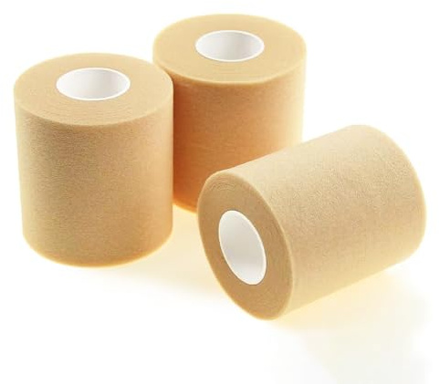 3 Rollen Schaumstoff Tape - Atmungsaktives Sports Tape für Baseball, Handgelenk, Knöchel, Knie und Bein - Athletische Pre Wrap Bandagen für Handgelenk und Stirnbänder