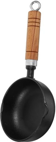 PHENOFICE Nonstick Mini Pan Cast Iron Saucepan Lid Small Saucepan Mini Cooking Pot Iron Oil Heating Pot Warmer Easy Control Spout