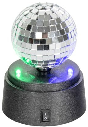 Global Gizmos 45839 Mini Disco Ball/Light-Up Mirror Ball/Efficient LED Lights / 3-Inch Diameter/Perfect for Tabletops, Kids Parties & More, Silver
