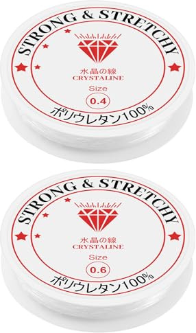 Fils Bracelet éLastique, Fil Elastique pour Bracelet Resistantelastique, éLastique pour Bracelet (2, ∅0.4mm (24m) + ∅0.6mm (15m))
