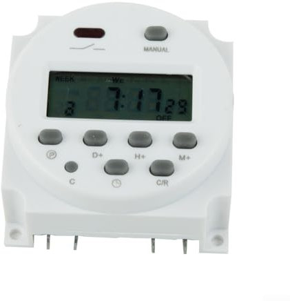 12V 16A Digital LCD Programmierbare Zeitschaltuhr, geeignet für DC/AC, Lampen, Warmwasserbereiter, mit Drahtverbindern und wasserdichter Abdeckung (B)