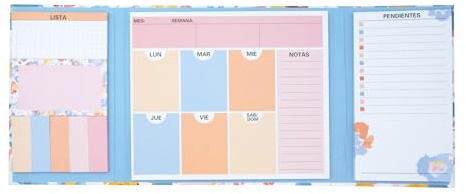 Campus – Planificador Semanal con Notas Adhesivas, Organizador Semanal con Espacio de Escritura, Planificador de Escritorio Tonos Pastel y Naturaleza, Incluye 1 Planning y 8 tipos de Notas (Flores)