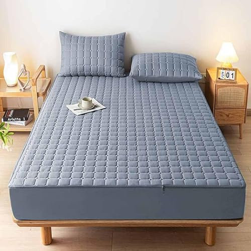 HLTQL Coprimaterasso con Cerniera Matrimoniale Personalizzabile Fodera Materasso Singolo Trapuntata/Imbottito Lenzuolo Copri Proteggi Materasso Topper Lavabile Rivestimento(A6,150 * 200+20cm)