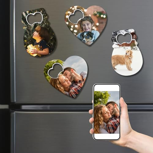 Décapsuleur magnétique photo personnalisé pour réfrigérateur, ouvre-bouteille personnalisé pour fête prénatale, anniversaire, mariage, couple, baptême, fille ou garçon (Biberon)