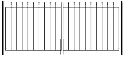 Manor Ball Top Metal Garden Driveway Gates Galvanised Wrought Iron Dual Swing Gate (2134mm (7ft) Gap x 915mm High MAZP40)