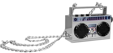50-årsjubileum för hiphop bärbar mini bluetooth trådlös högtalare retro bärbar boombox, 67 tums halsband, FM-radio, ombordsknappar, dubbla 6 W tittkraft mikrohögtalare, långvarigt batteri