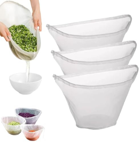 2025 Nueva bolsa para leche de soja, nueva bolsa de nailon con forma de cuenco para leche de frutos secos, estopilla de algodón orgánico sin blanquear o colador de alimentos, bolsa para leche de fruto