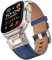 ALFARAY Compatibile con Cinturino Apple Watch Ultra 1 2 49mm, Pelle Cinturino con Connettore in Acciaio Inox per iWatch Series 10 46mm 9 8 7 45mm SE 6 5 4 44mm 3 2 1 42mm, Titano/Blu