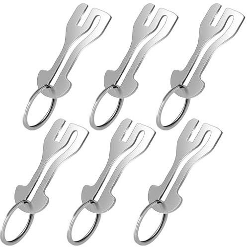 HARY 6 st metallkundvagnslösare, rostfritt stål, kundvagnschip, shoppingskepp, att dra ut med nyckelring, kundvagnschip, att dra ut, kundvagnschip, för att dra ut, lämplig, silver, En Storlek