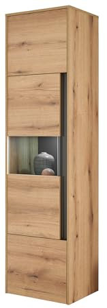 Furn.Design Vitrine in Evoke Eiche und grau Vitrinenschrank mit Glaselement 50 x 197 cm, Center