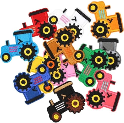 Lpitoy 12 Stück Süße Bauernhof-Traktor-aufnäher Zum Aufbügeln, Bestickte Applikationen, DIY-kleidungszubehör Für Rucksäcke, Hosen, Kleidung, Dekoration