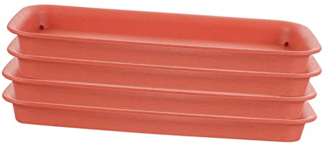ifundom Bac à Plantes Rectangulaire Anti-Fuite pour Pots D'intérieur Et D'extérieur, Lot De 4 Plateaux en Plastique Brique Rouge 310, Résistants à l'usure, Collecteurs d'eau Pratiques pour Jardinière