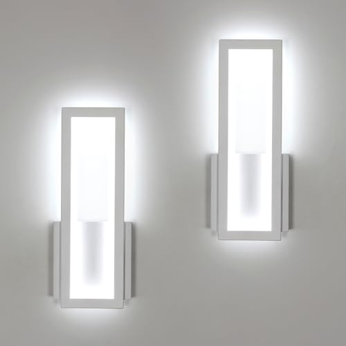 Osairous Lampada da Parete LED, 2 Pezzi 16W 1800LM Bianco 6500K 32CM | Applique LED da Parete Moderno in Acrilico, Lampada a Muro Camera da Letto per Soggiorno Corridoio Studio
